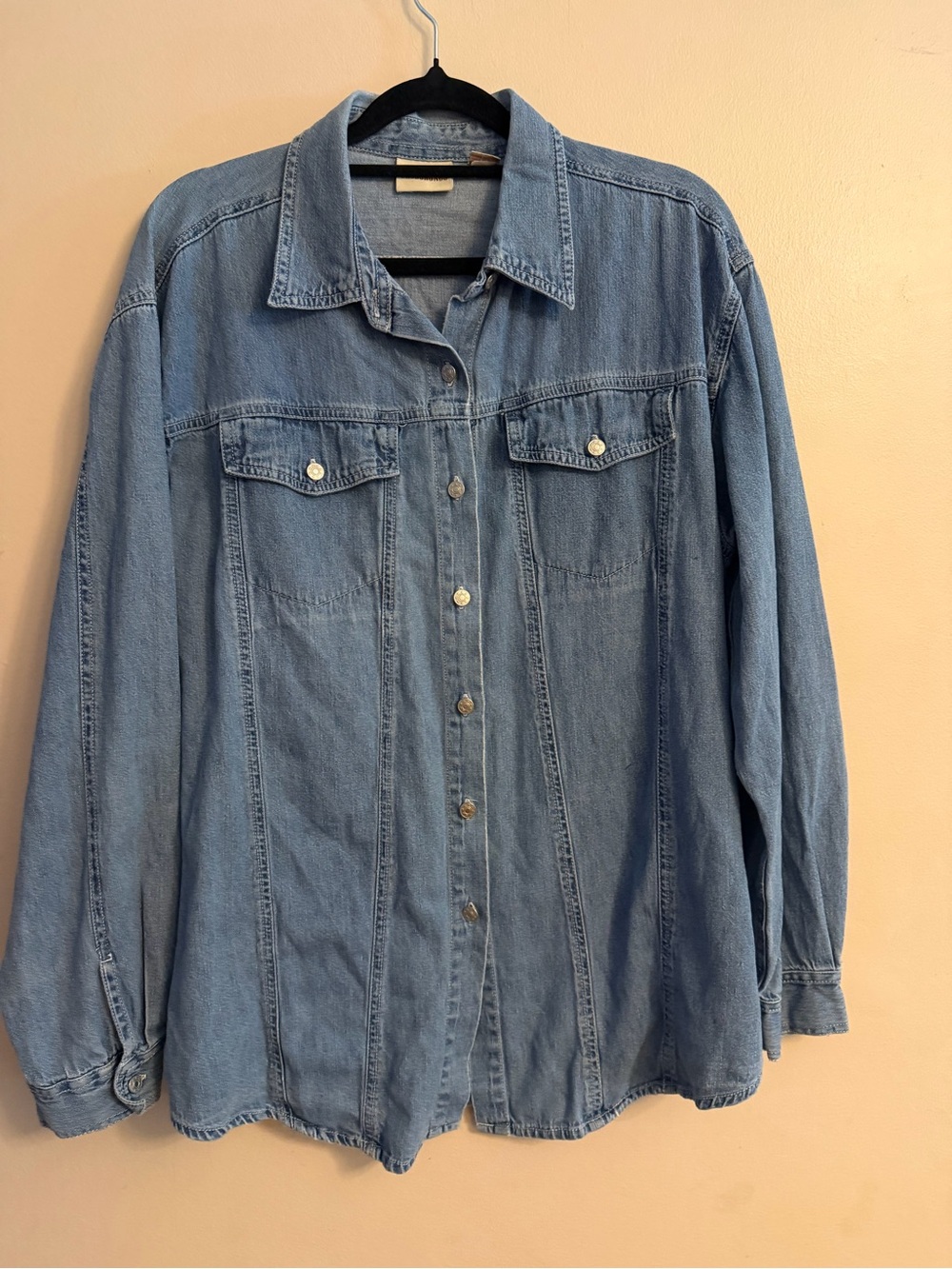 Light Blue Denim Button-Front Shirt